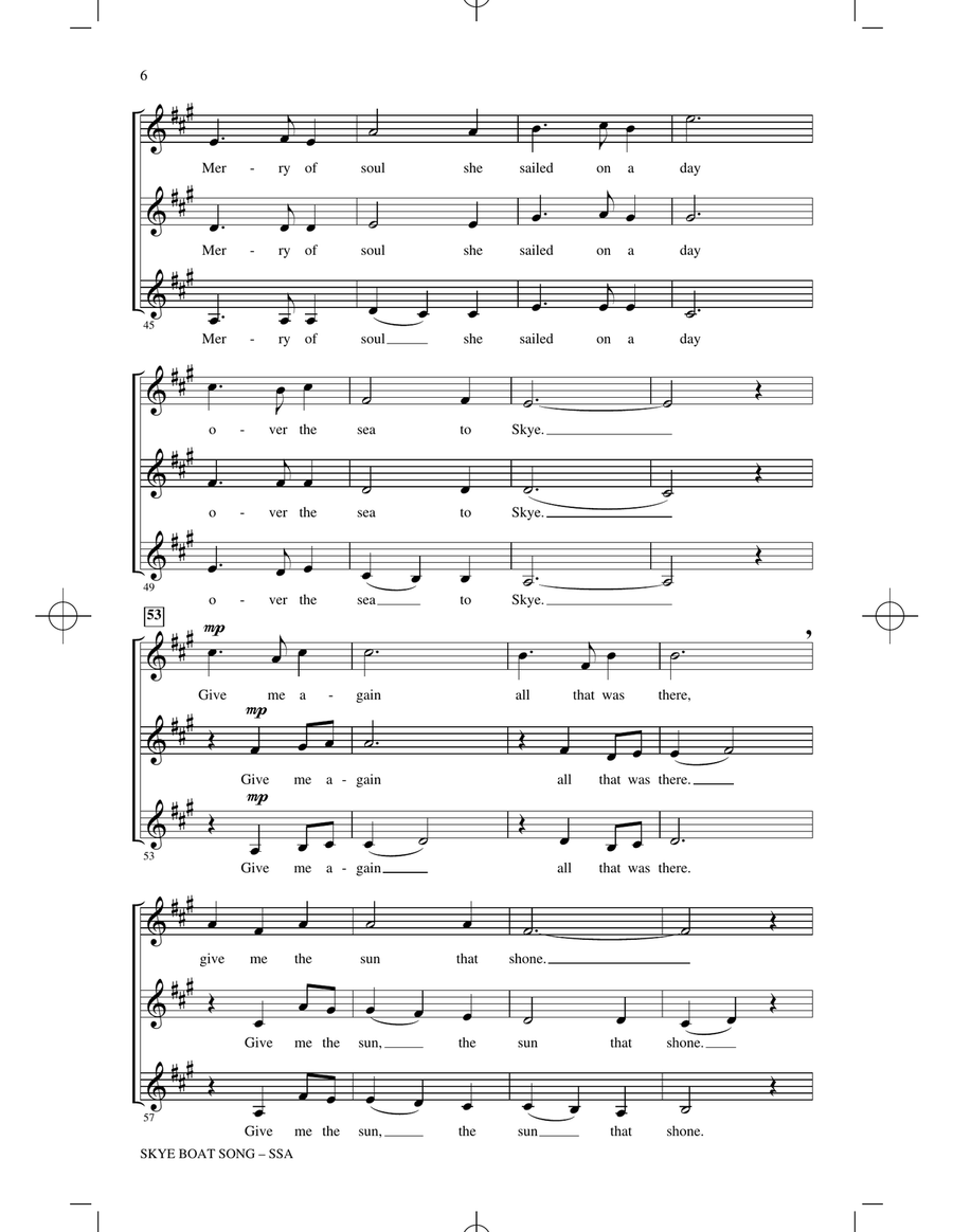 Skye Boat Song SSA scores gallery preview page 4