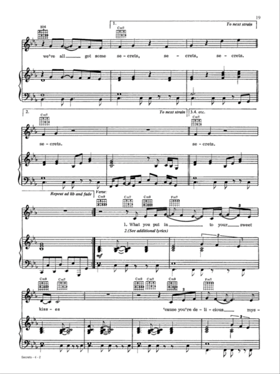Secrets Piano, Vocal, Guitar scores gallery preview page 2