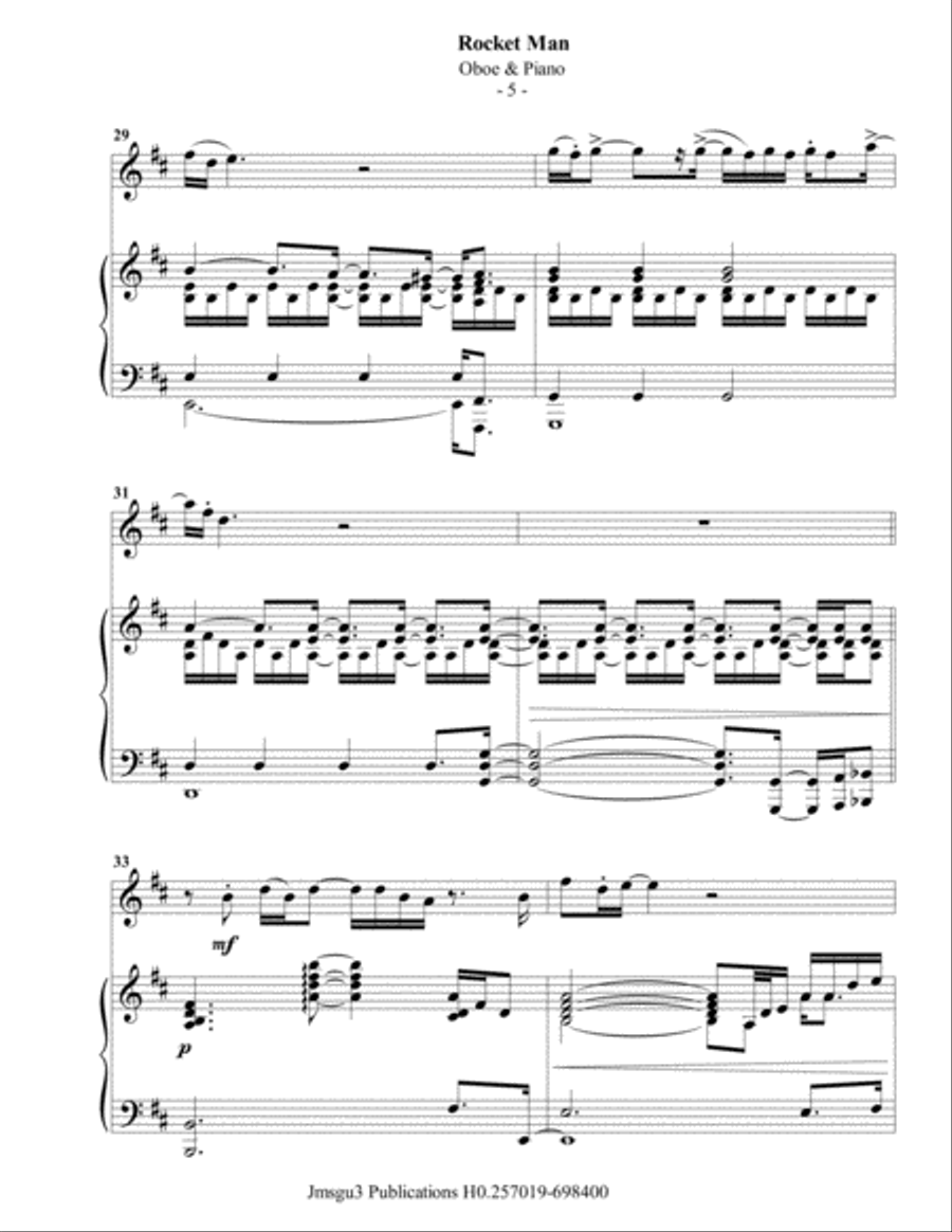 Rocket Man (I Think It's Gonna Be A Long Long Time) Piano scores gallery preview page 6
