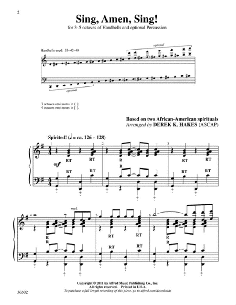 Sing, Amen, Sing! Sing, Amen, Sing! Handbell Choir scores gallery preview page 2
