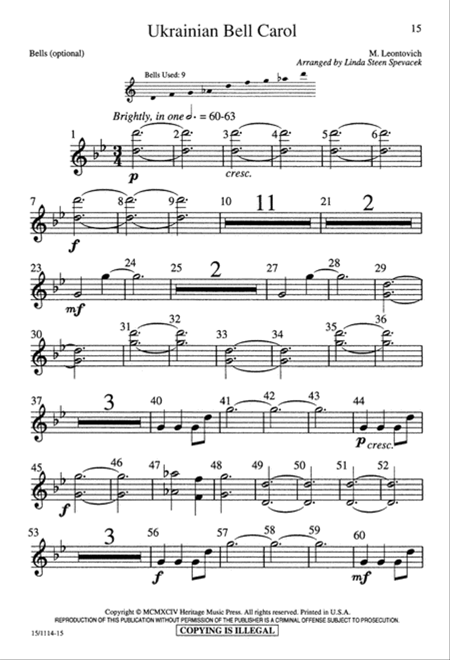 Ukrainian Bell Carol 3-Part scores gallery preview page 15