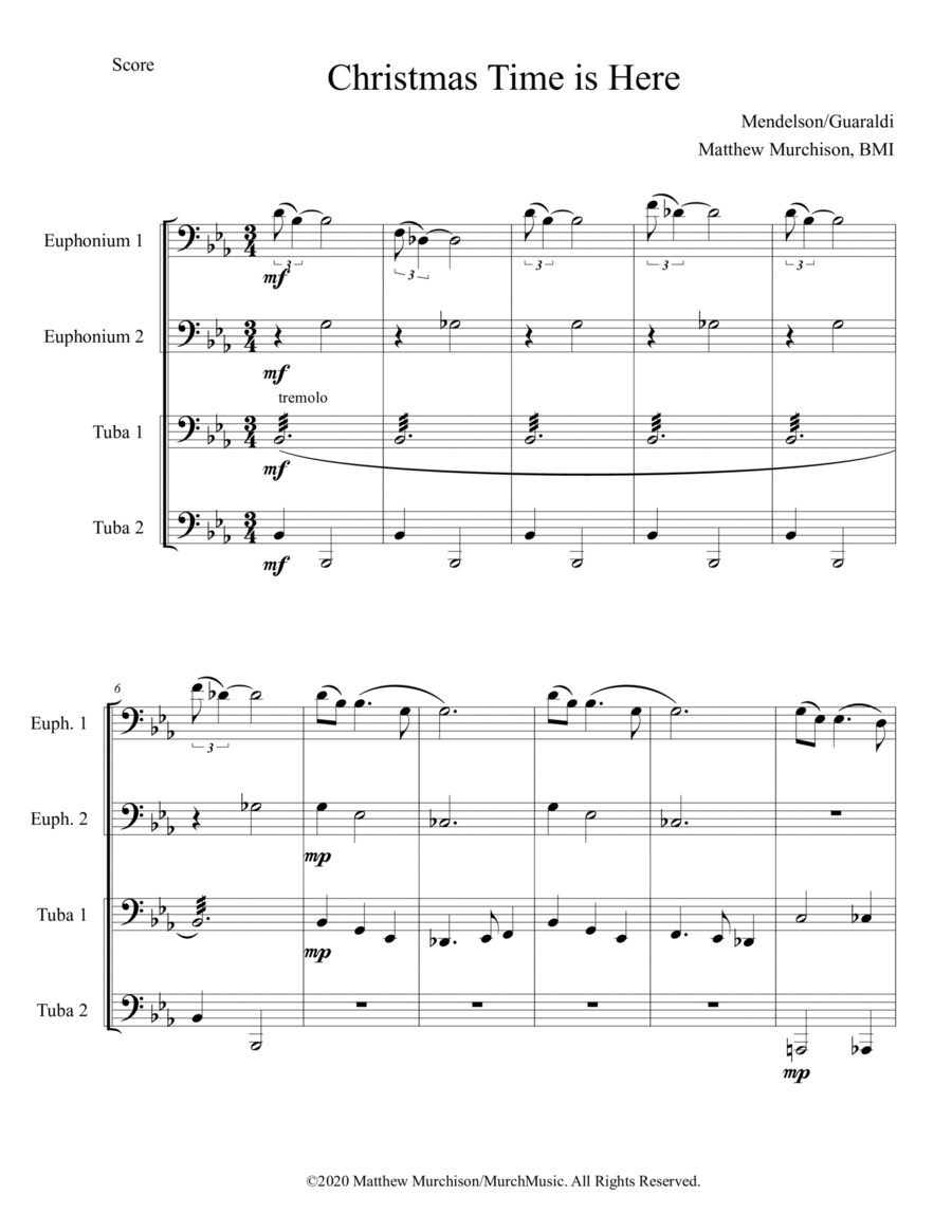 Christmas Time Is Here Brass Duet scores gallery preview page 1