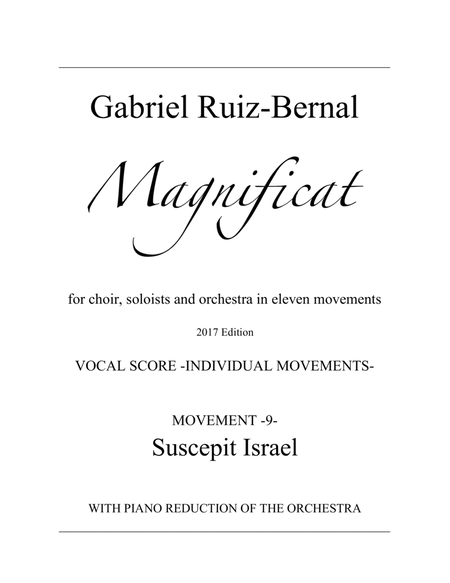 MAGNIFICAT. Mov. 9 "Suscepit Israel". Aria for Soprano with piano (orchestra reduction) image number null