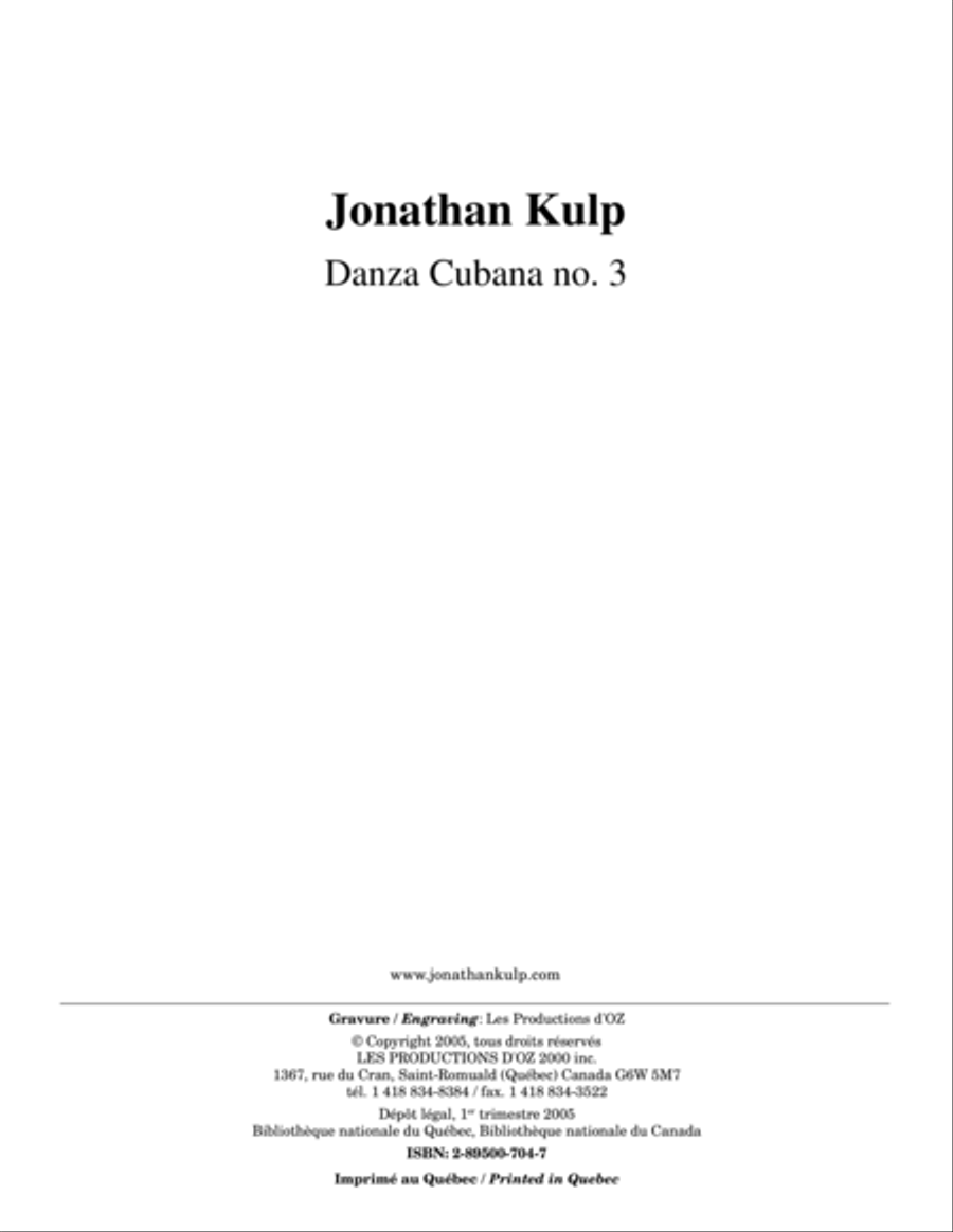 Danza Cubana no. 3 Danza Cubana no. 3 Classical Guitar scores gallery preview page 1
