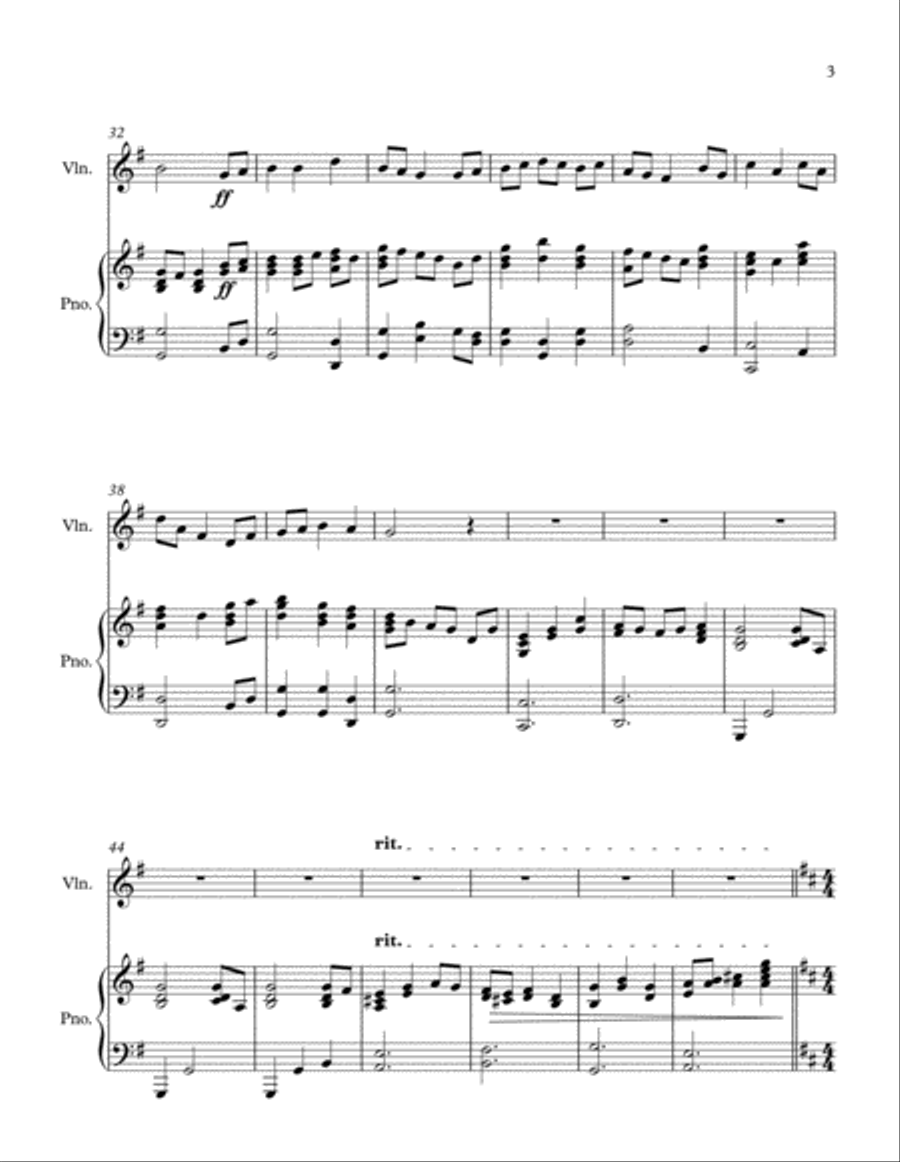 A Medley of Favourite Hymns (violin and piano) Violin Solo scores gallery preview page 3