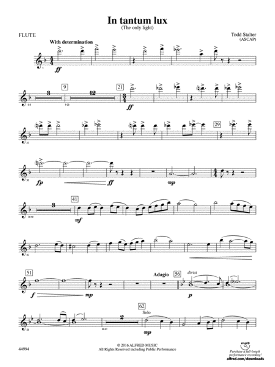 In tantum lux: Flute In tantum lux: Flute Concert Band scores gallery preview page 1
