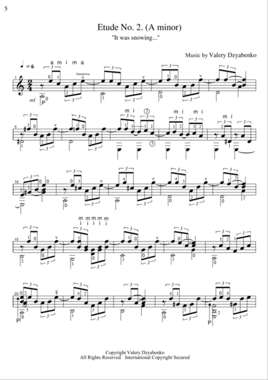 Six etudes for classical guitar. Acoustic Guitar scores gallery preview page 6
