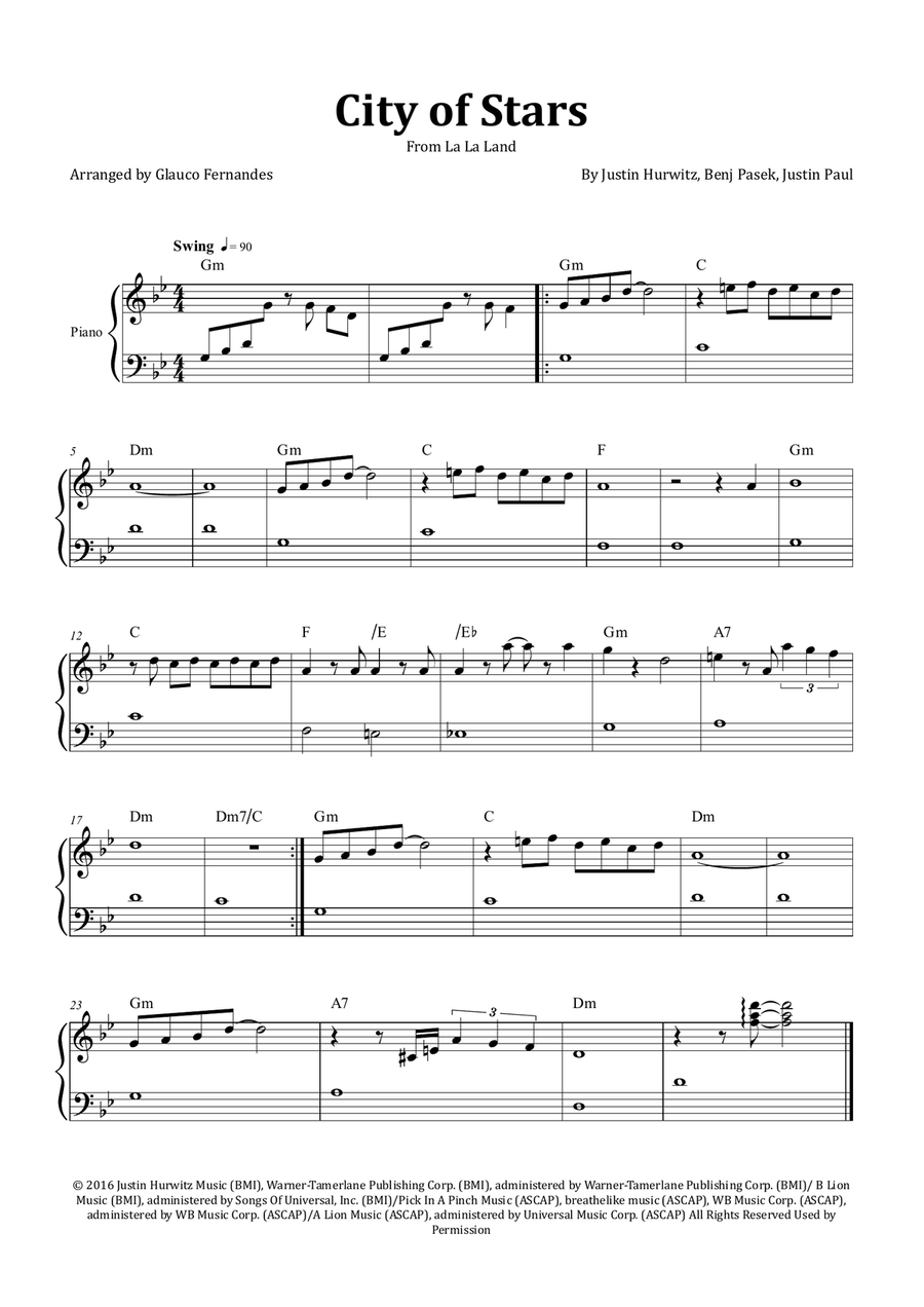 City Of Stars Easy Piano scores gallery preview page 1