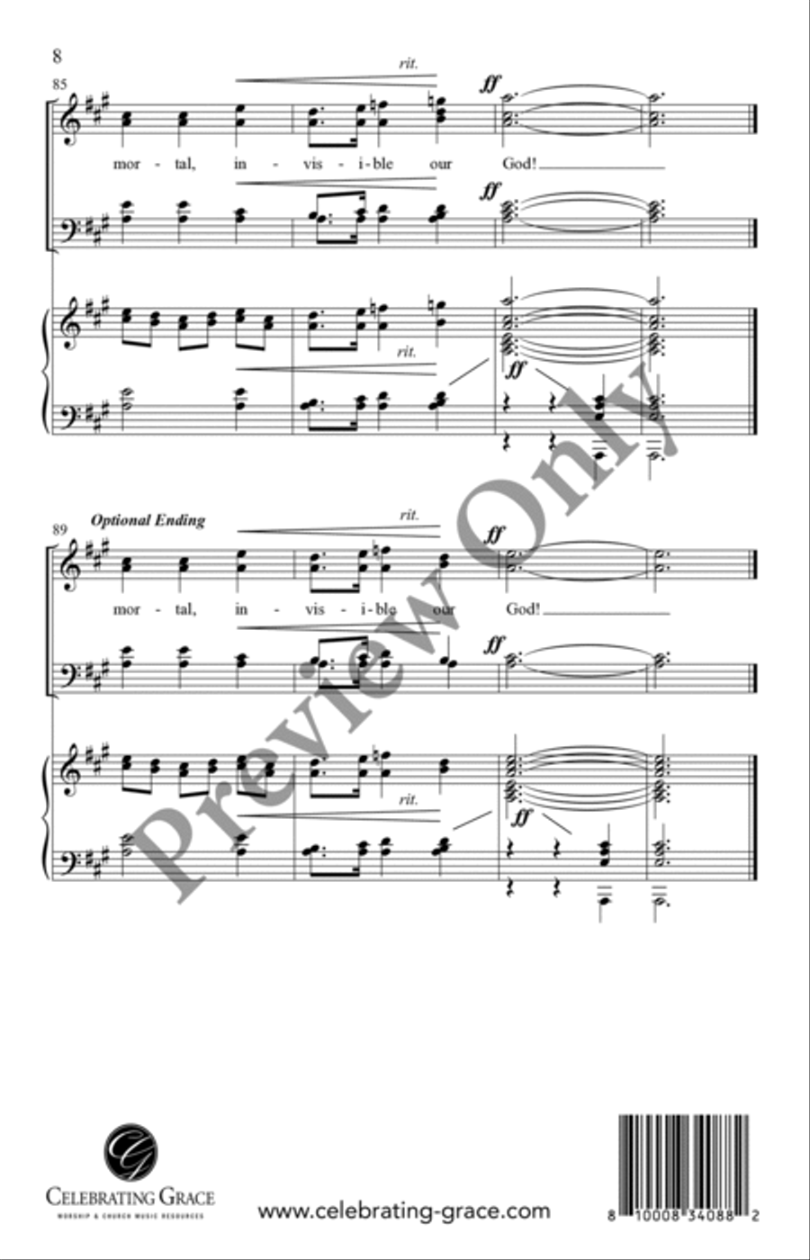 Immortal, Invisible, God Only Wise 4-Part scores gallery preview page 7