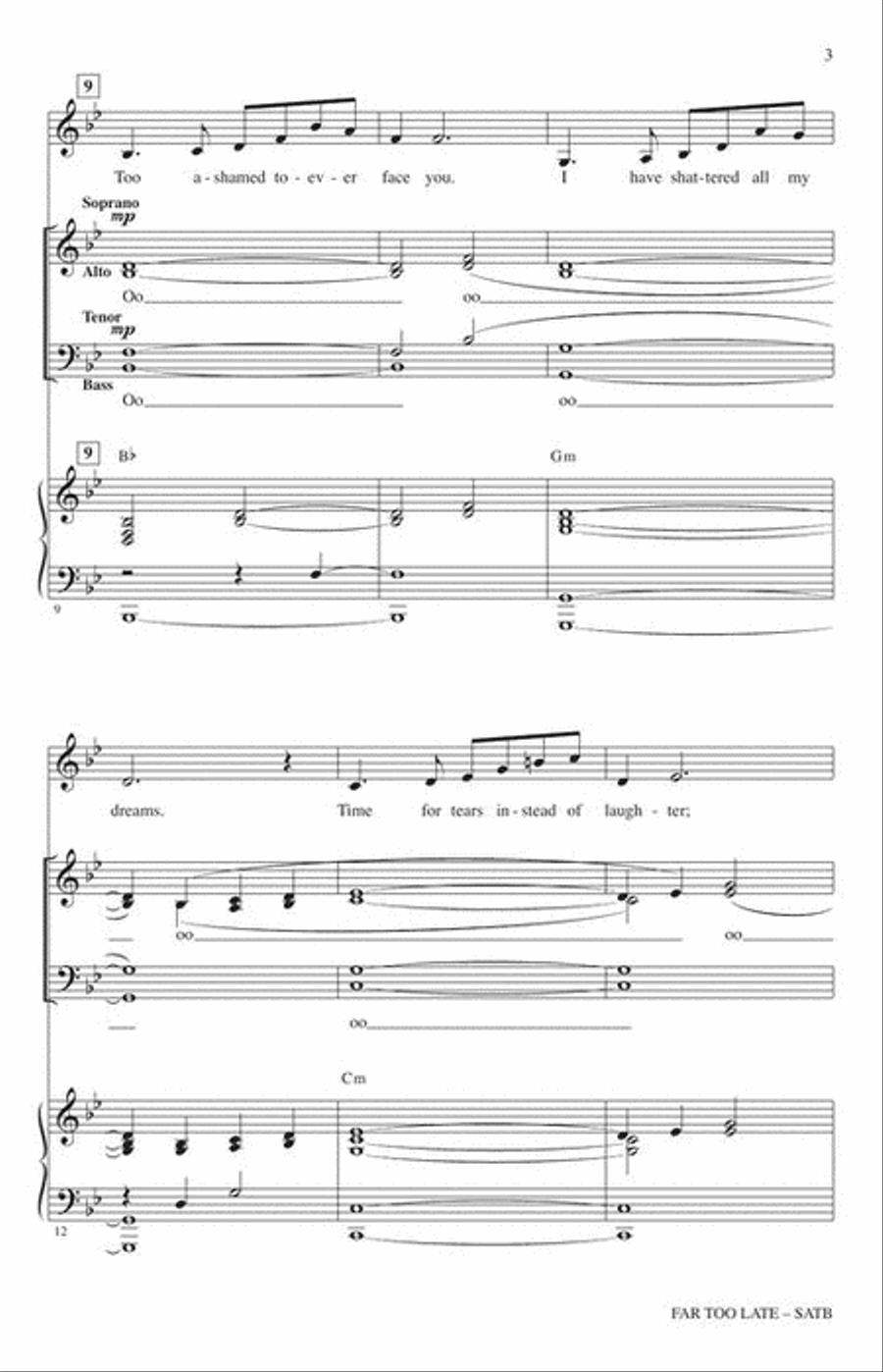Far Too Late 4-Part scores gallery preview page 4