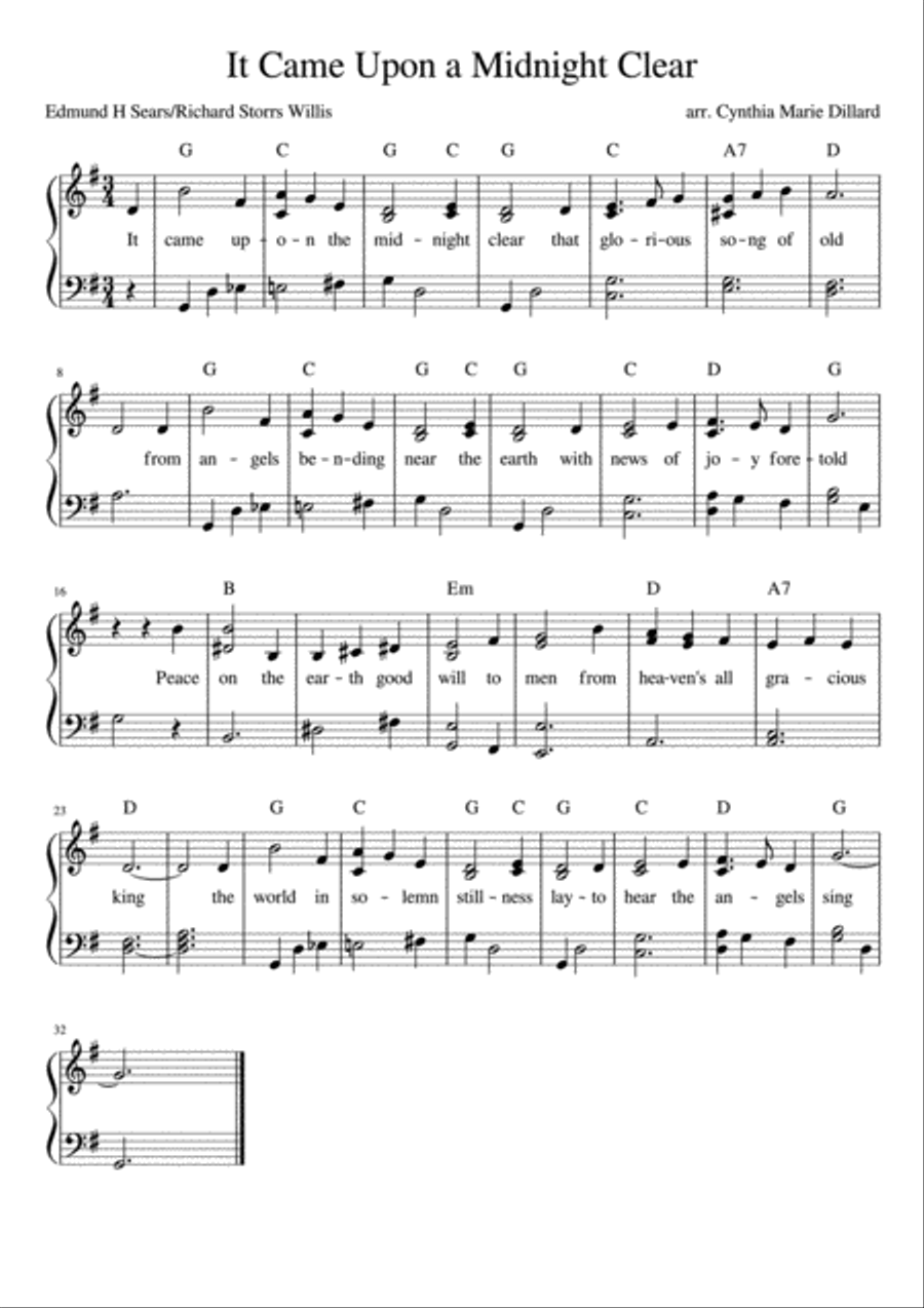 It Came Upon a Midnight Clear Piano, Vocal, Guitar scores gallery preview page 1