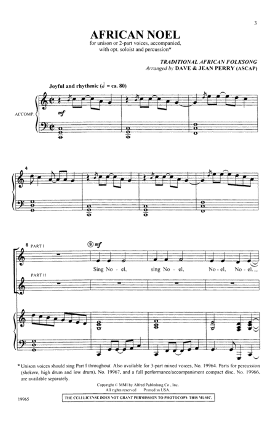 African Noel Unison Choir scores gallery preview page 2