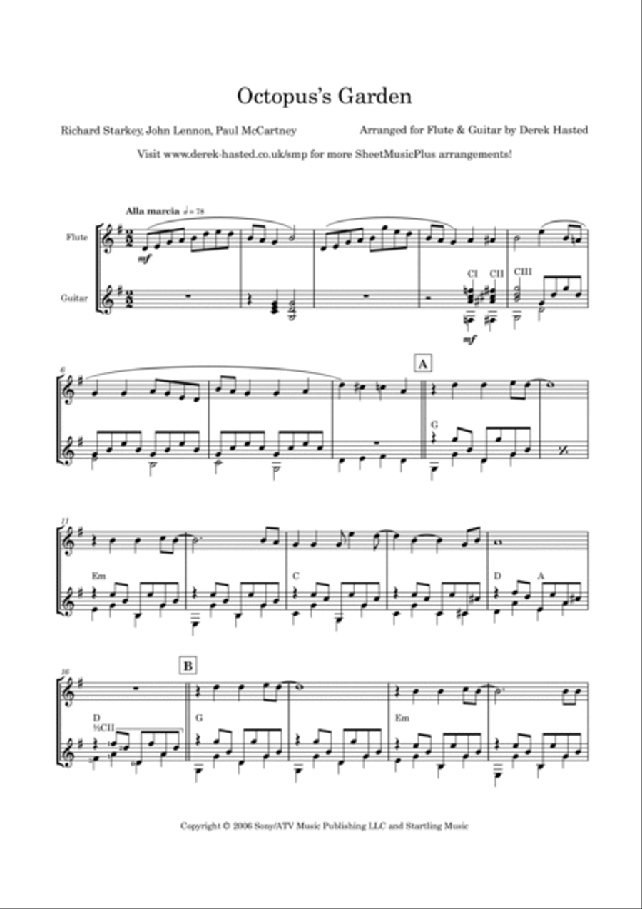 Octopus's Garden Flute scores gallery preview page 4
