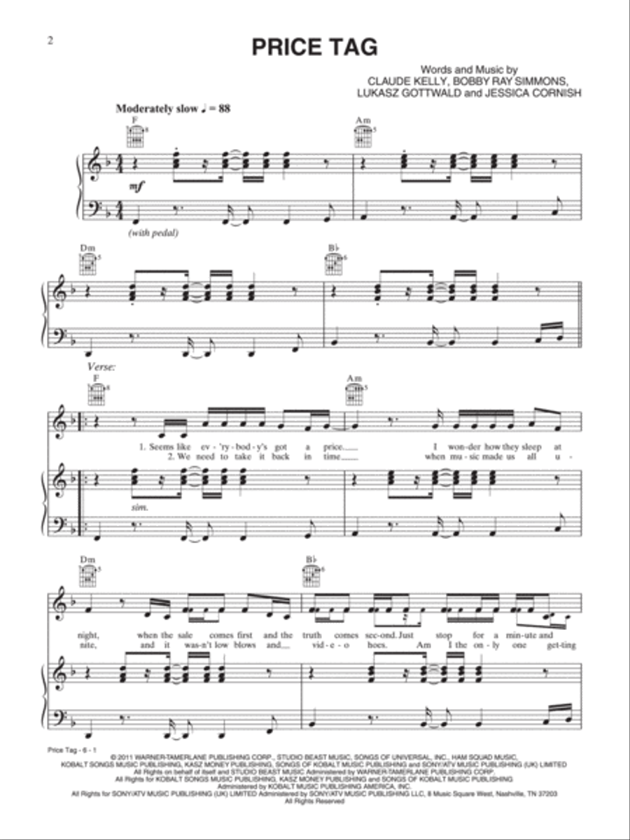 Price Tag Price Tag Piano, Vocal, Guitar scores gallery preview page 1