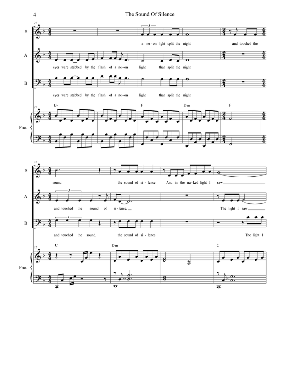 The Sound Of Silence 3-Part scores gallery preview page 4