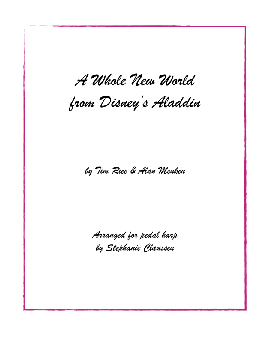 A Whole New World Pedal Harp scores gallery preview page 1
