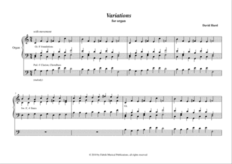 David Hurd: Variations for organ Organ Solo scores gallery preview page 3