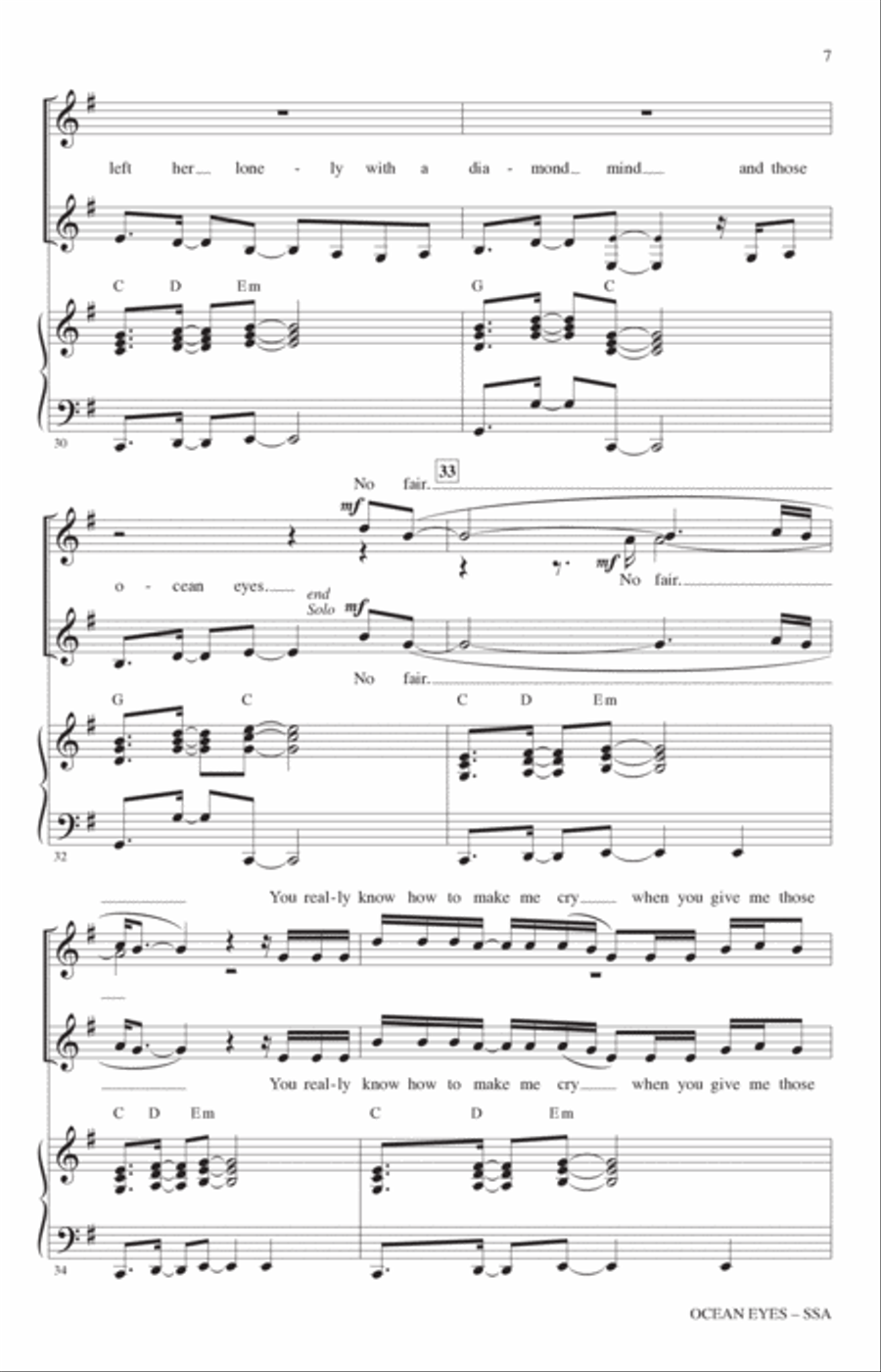 ocean eyes (arr. Roger Emerson) SSA scores gallery preview page 6