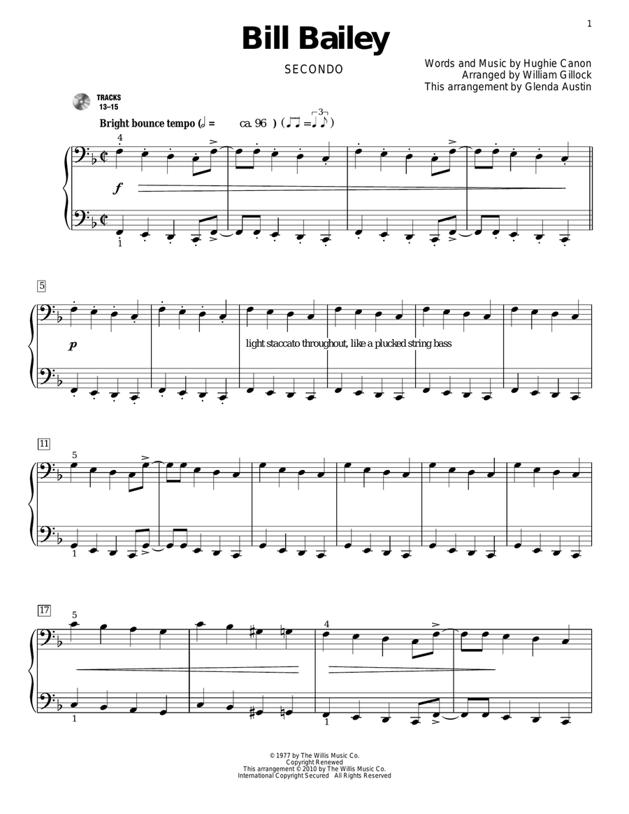 Bill Bailey Piano Duet scores gallery preview page 1