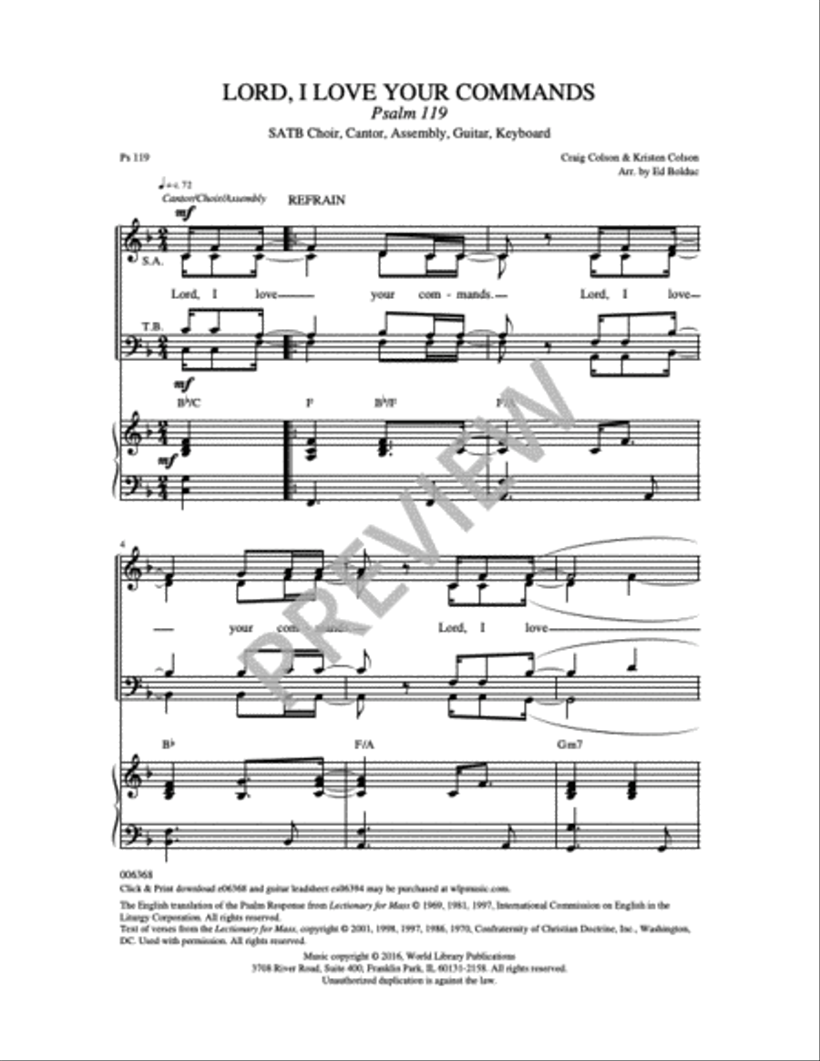 Lord I Love Your Commands: Psalm 119 4-Part scores gallery preview page 9