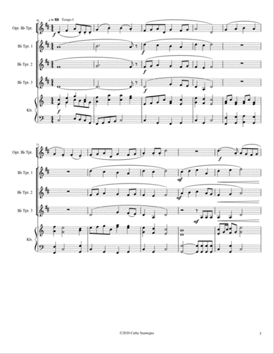 Jesus Christ is Risen Today with Ye Watchers and Ye Holy Ones (Bb Trumpet Trio or Quartet), Acc. Trumpet Trio scores gallery preview page 6