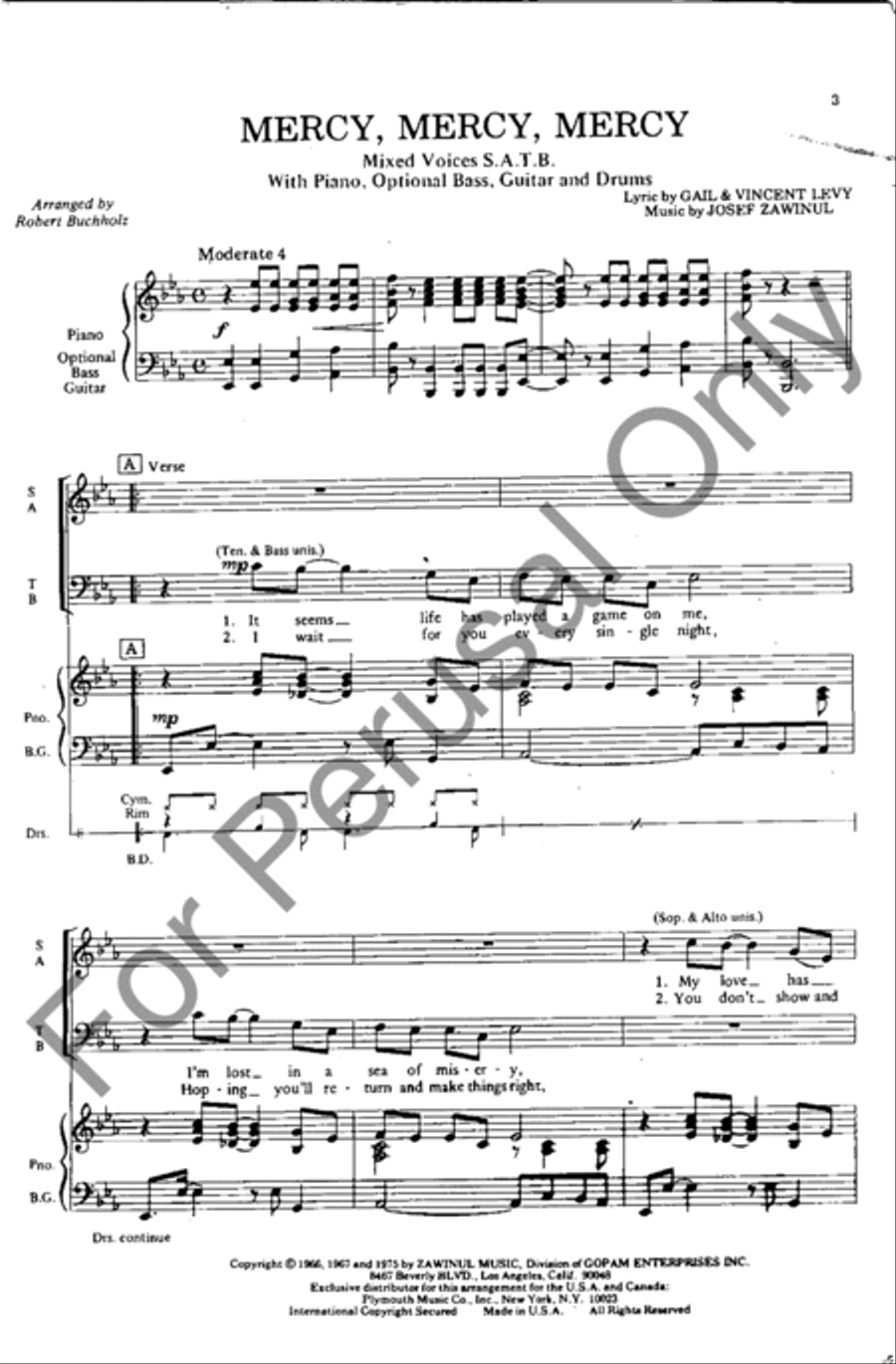 Mercy, Mercy, Mercy 4-Part scores gallery preview page 2