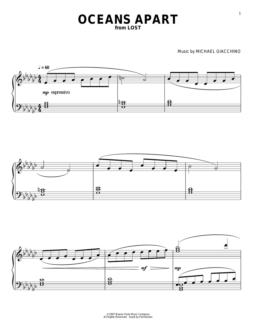 Oceans Apart Oceans Apart Piano Solo scores gallery preview page 1