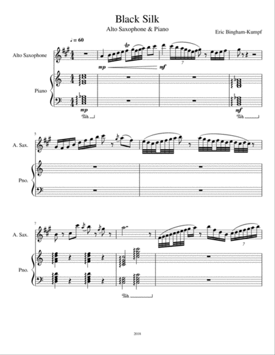 Black Silk Alto Saxophone scores gallery preview page 1