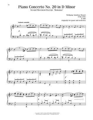 Book cover for Piano Concerto No. 20, Second Movement ("Romanza") Excerpt