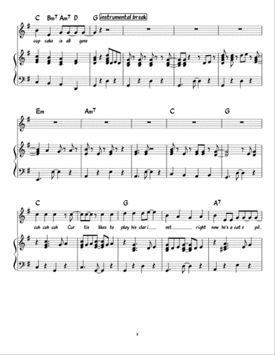 Curtis The Catepillar - Piano/Vocal/Guitar Piano, Vocal, Guitar scores gallery preview page 3