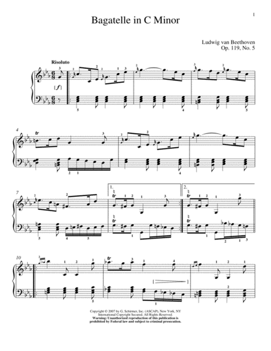 Bagatelle In C Minor, Op. 119, No. 5