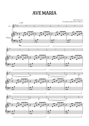 Bach / Gounod Ave Maria in G major • contralto sheet music with piano accompaniment
