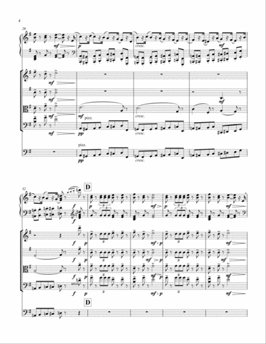 Nutcracker Ballet - March for Strings and Piano - Score only Piano Quintet scores gallery preview page 4