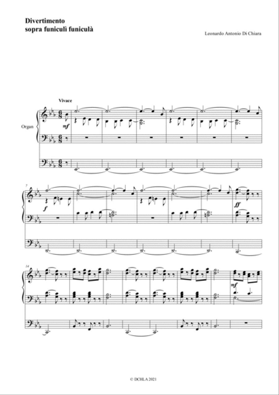 Divertimento per organo sopra funiculì funiculà Organ Solo scores gallery preview page 2