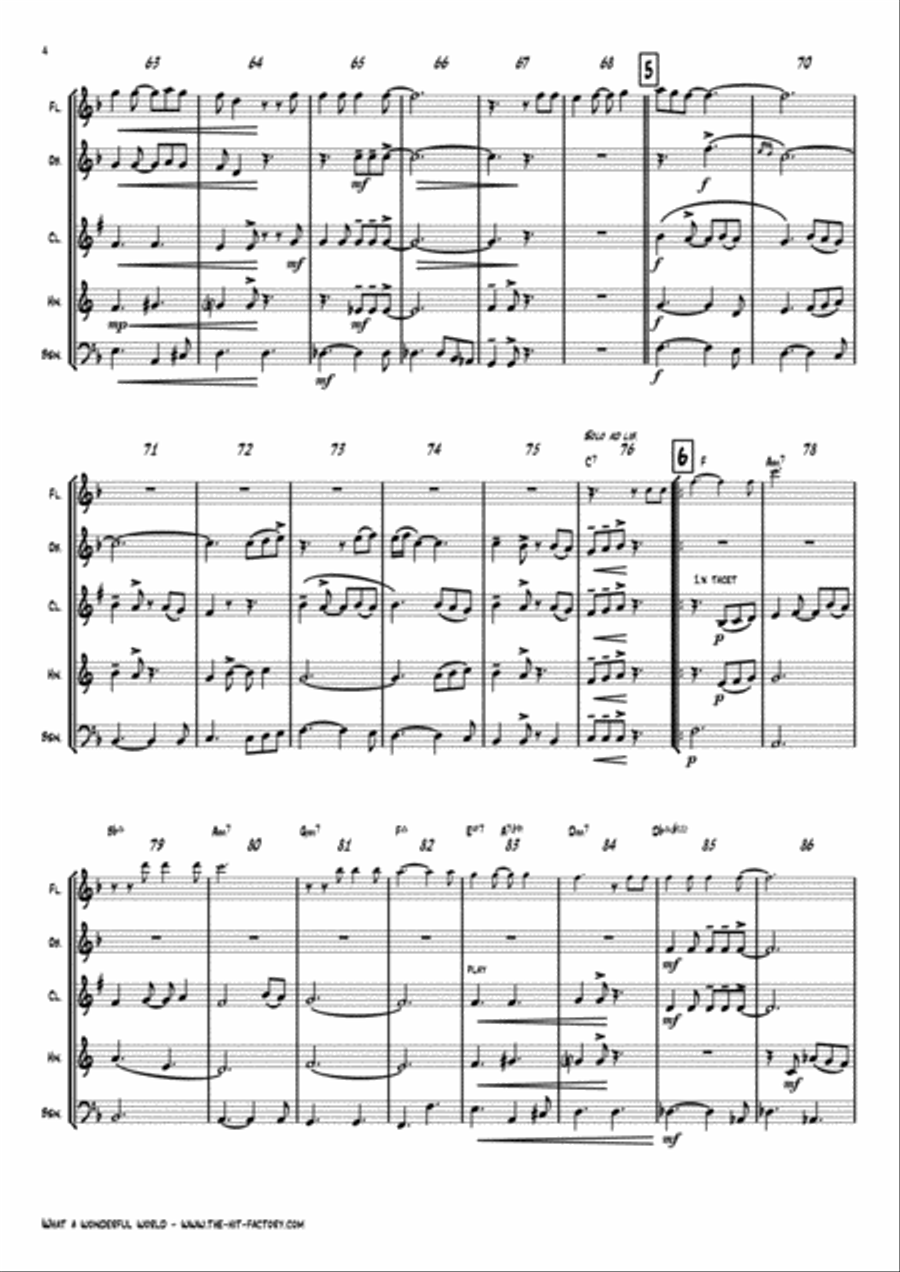 What A Wonderful World Woodwind Quintet scores gallery preview page 4