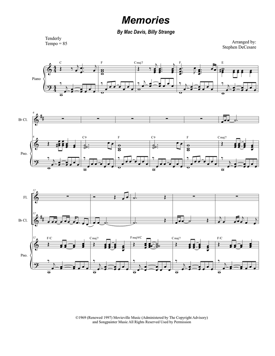 Memories Woodwind Duet scores gallery preview page 1