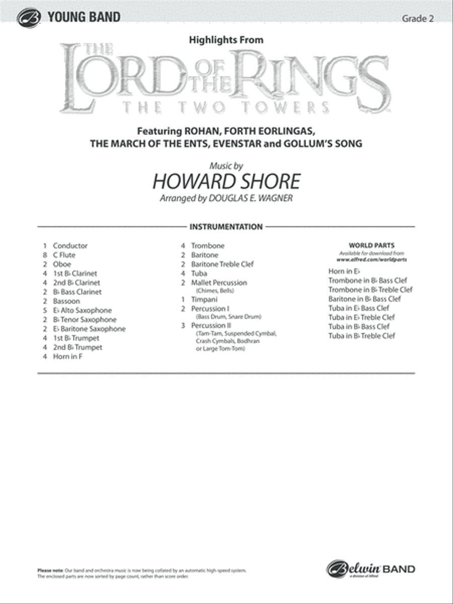 The Lord of the Rings: The Two Towers, Highlights from Concert Band scores gallery preview page 2