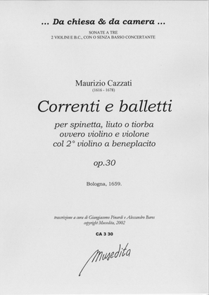 Book cover for Correnti e balletti op.30 (Bologna, 1662)