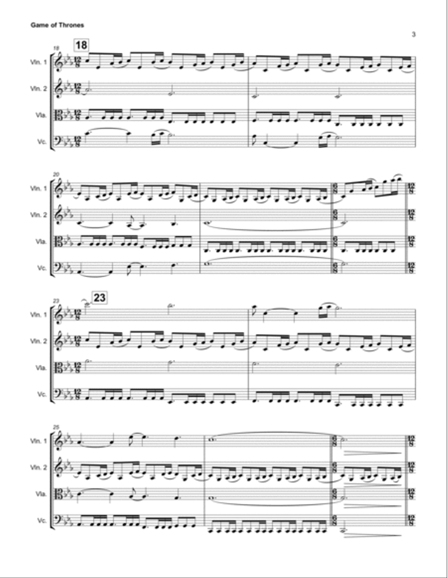 Game Of Thrones String Quartet scores gallery preview page 3