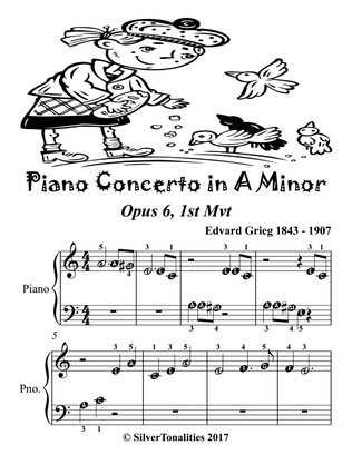Book cover for Piano Concerto In A Minor Opus 6 First Mvt Beginner Piano Sheet Music