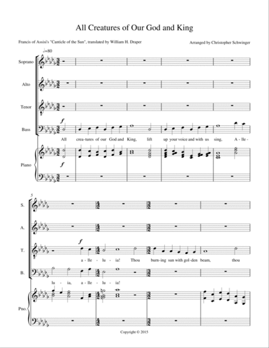 All Creatures of Our God and King - for choir and piano 4-Part scores gallery preview page 6