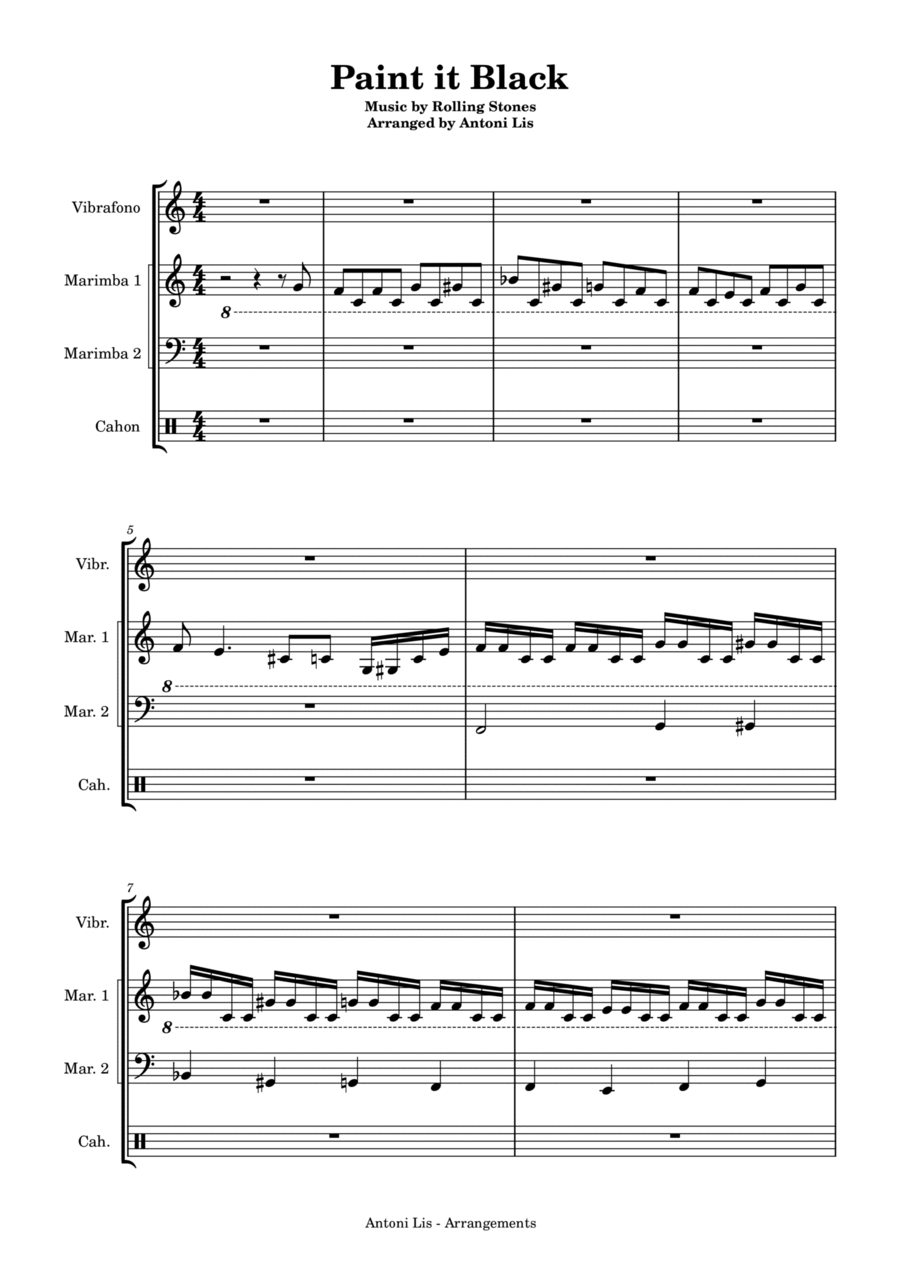 Paint It, Black Marimba scores gallery preview page 1