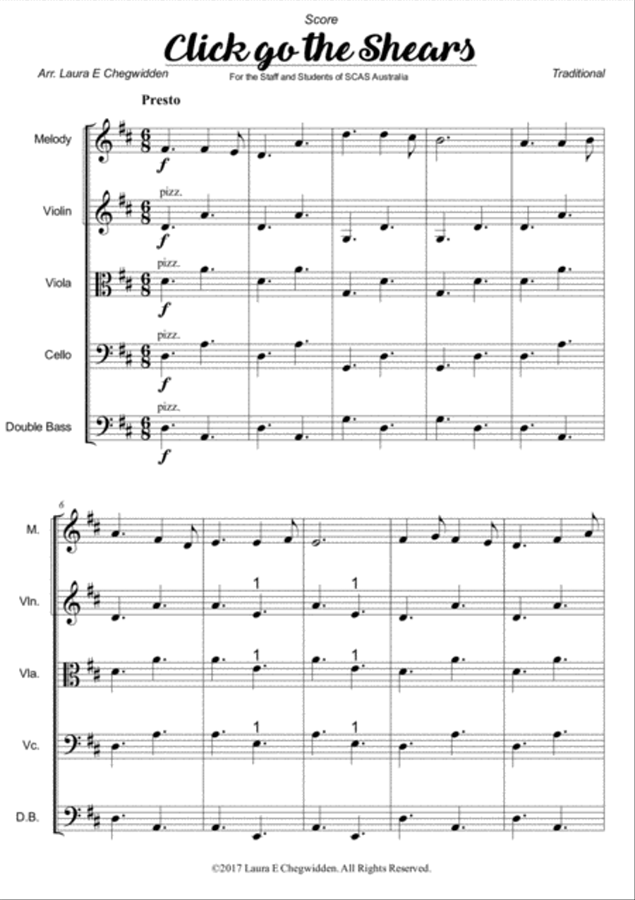 Click go the Shears for Beginner String Orchestra String Orchestra scores gallery preview page 3