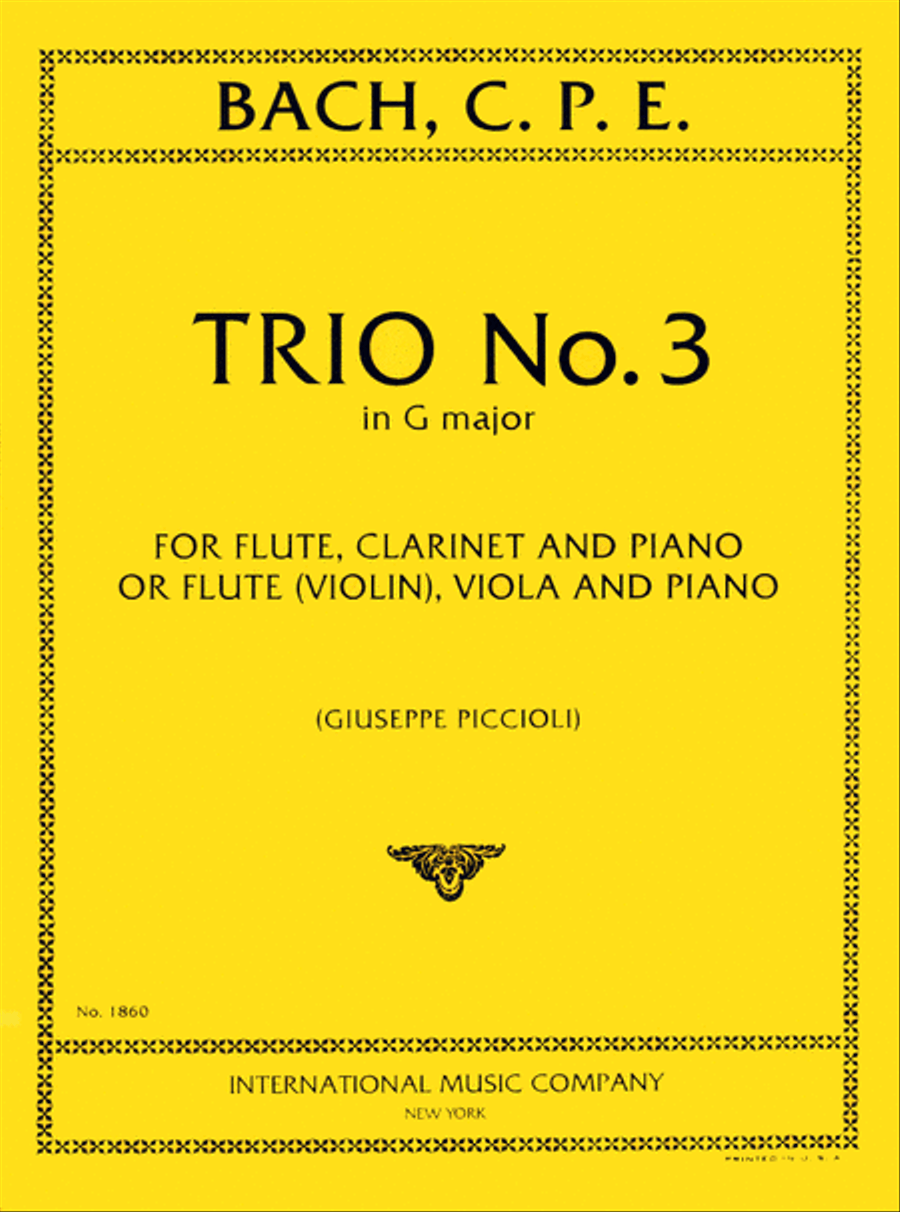 Trio No. 3 in G major for Flute, Clarinet & Piano or Flute (Violin), Viola & Piano Clarinet scores gallery preview page 1