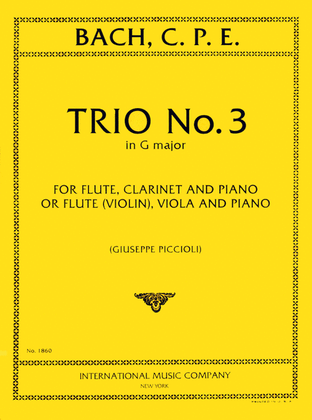 Book cover for Trio No. 3 in G major for Flute, Clarinet & Piano or Flute (Violin), Viola & Piano