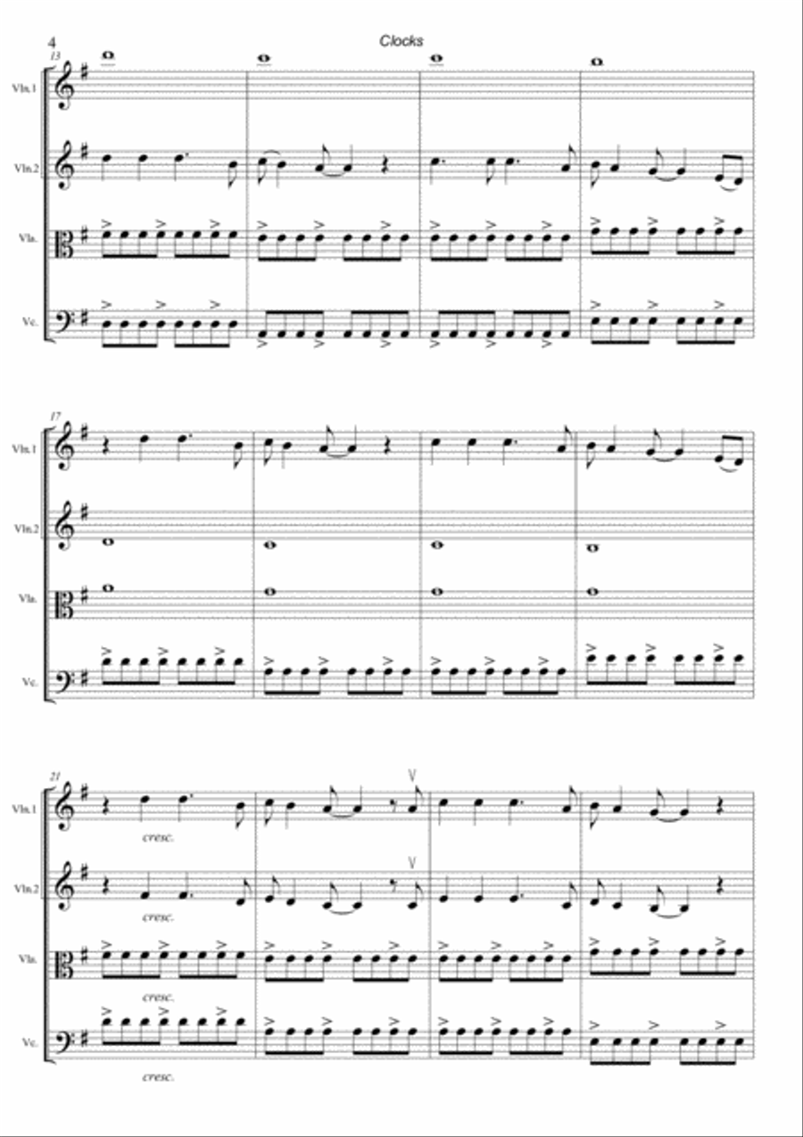 Clocks String Quartet scores gallery preview page 4