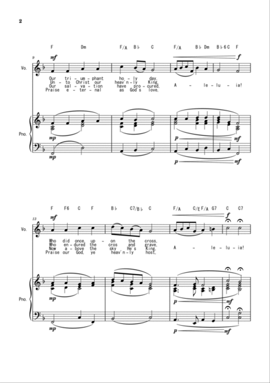 Jesus Christ is Risen Today (Piano and voice) Piano, Vocal, Guitar scores gallery preview page 2