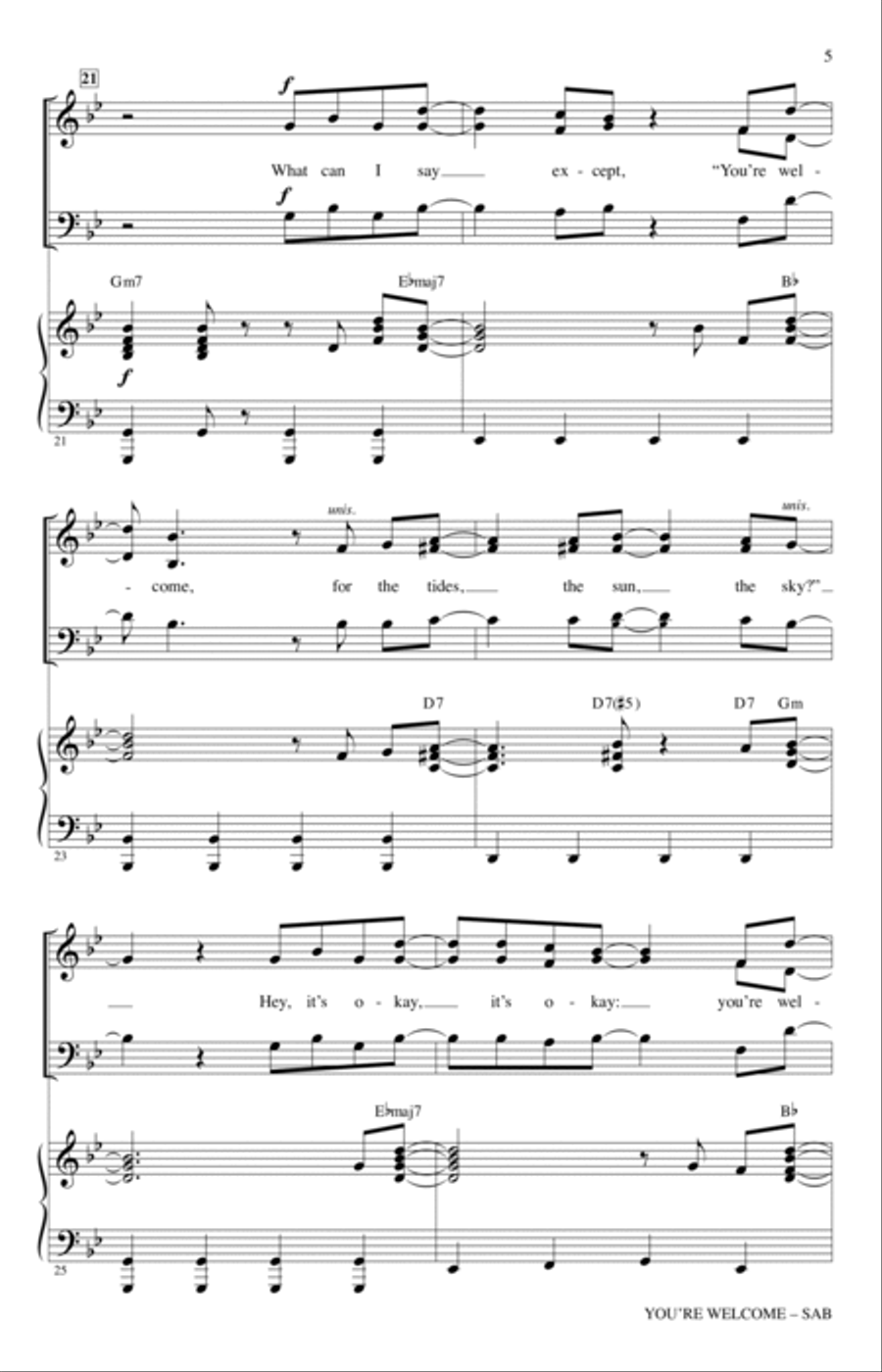You're Welcome (from Moana) (arr. Mark Brymer) 3-Part scores gallery preview page 4