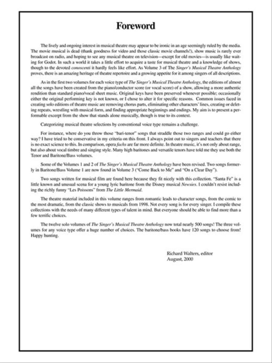 The Singer's Musical Theatre Anthology - Volume 3 - Baritone/Bass (Book only) Baritone Voice scores gallery preview page 3