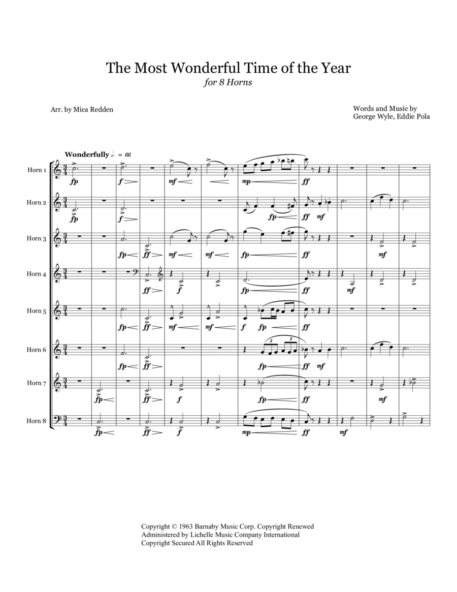 The Most Wonderful Time Of The Year Horn scores gallery preview page 1